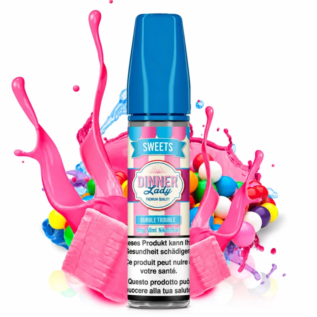 Flacon e-liquide Bubble Trouble Dinner Lady 50ml gamme Tuck Shop saveur bubble gum