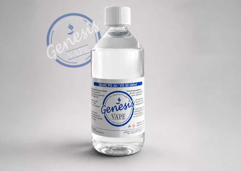 Flacon de base neutre 500ml sans nicotine Génésis Vape pour e-liquide DIY