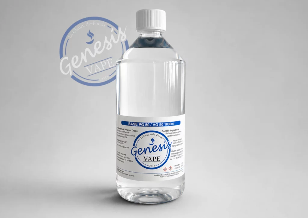 Flacon de base neutre 1 litre sans nicotine Génésis Vape pour préparation e-liquide DIY