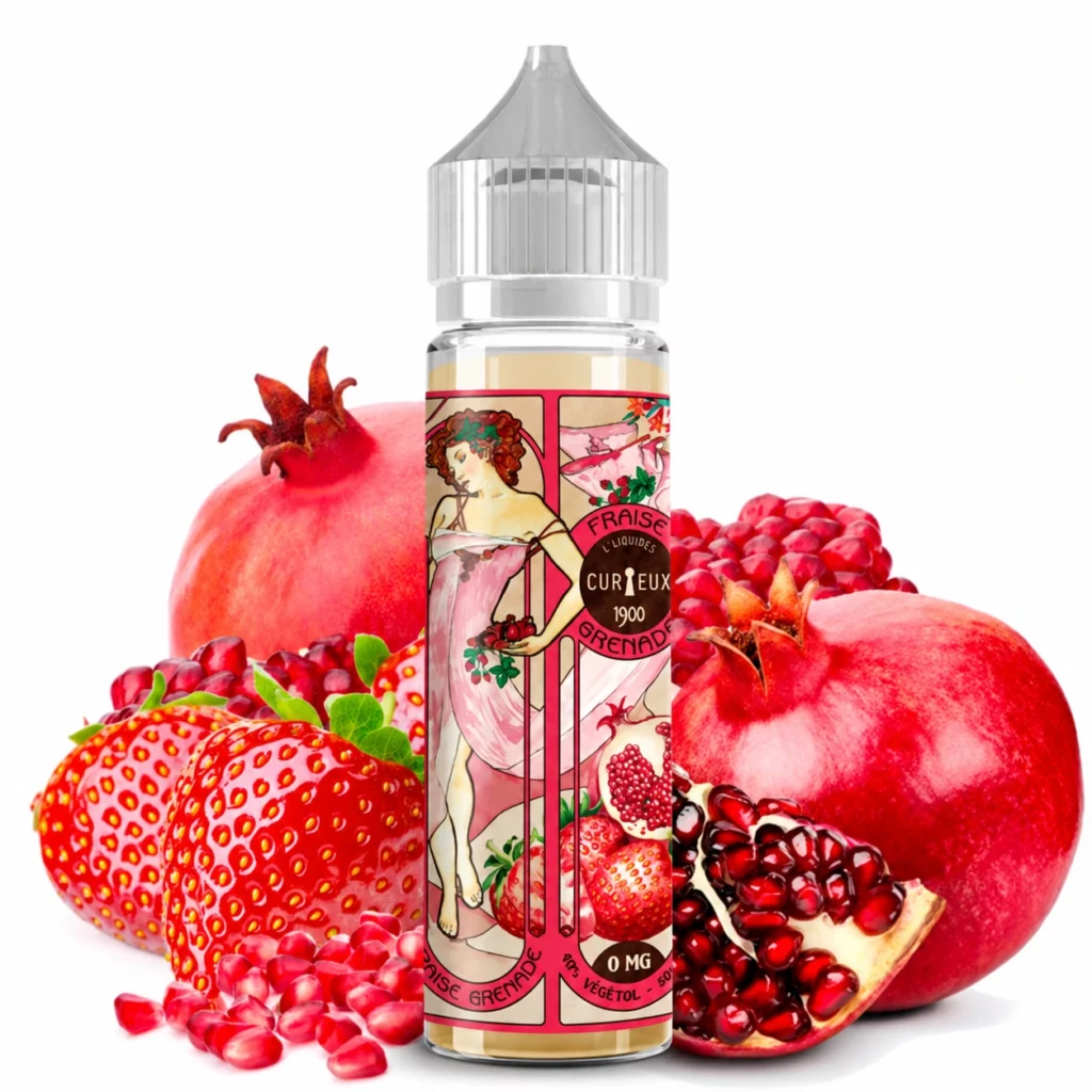 Flacon de e-liquide Fraise Grenade Curieux Édition 1900 50ml