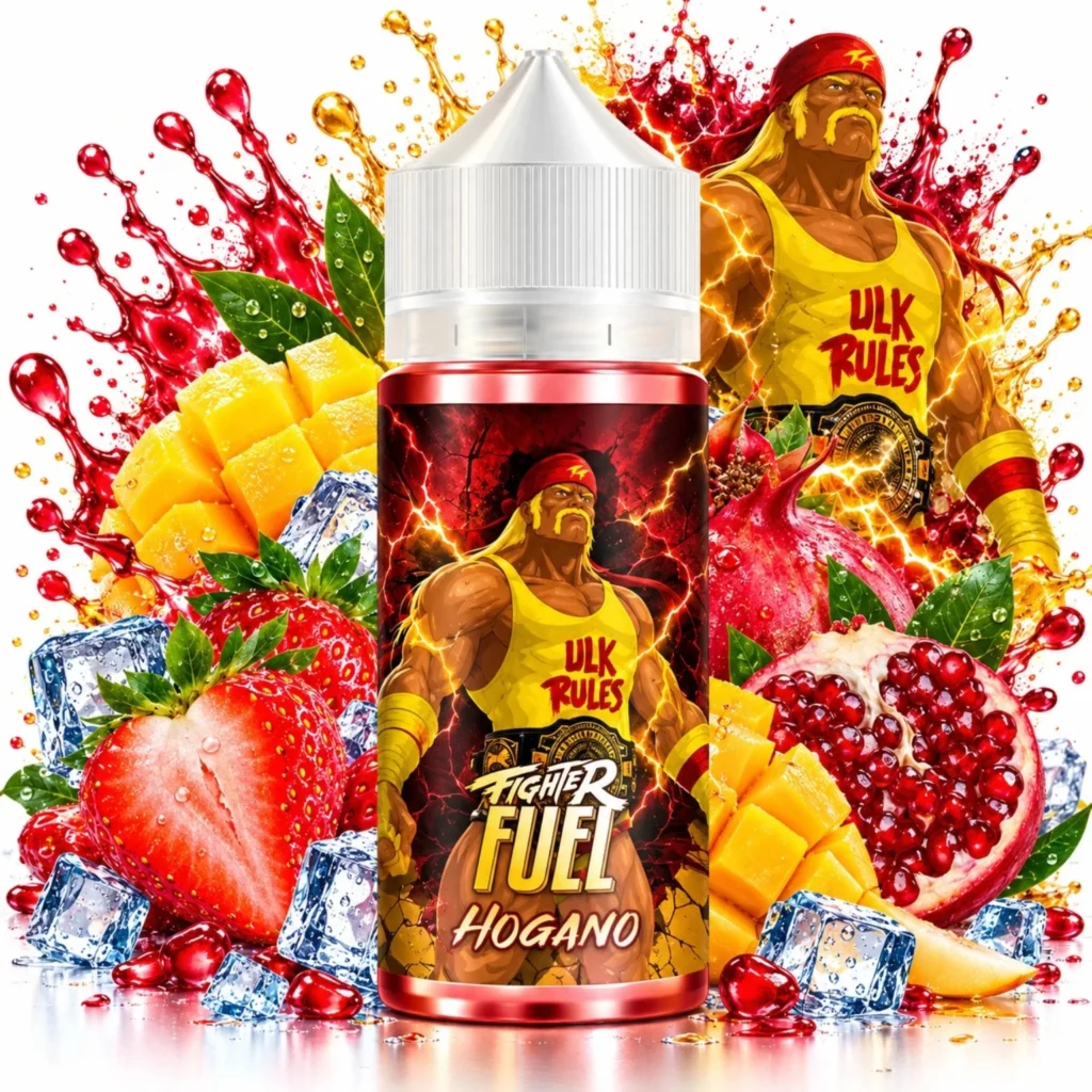 Flacon de e-liquide Hogano Fighter Fuel 100ml Maison Fuel saveur mangue fraise grenade fraîche