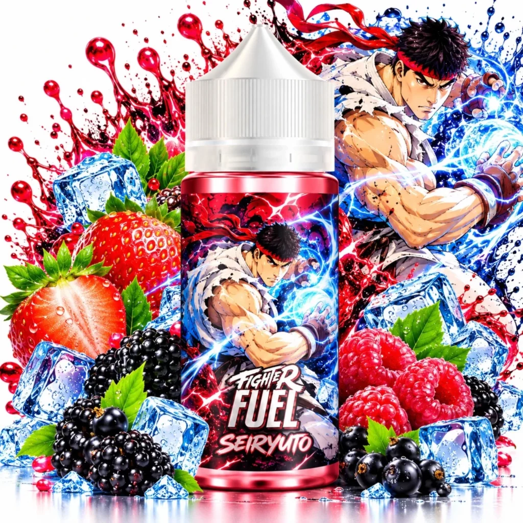 Flacon e-liquide Seiryuto 100ml Fighter Fuel Maison Fuel saveur fruits rouges frais