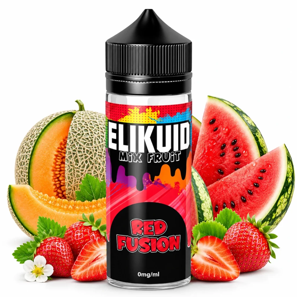 Flacon de e-liquide Red Fusion 100ml Elikuid Liquidelab saveurs fraise melon et pasteque