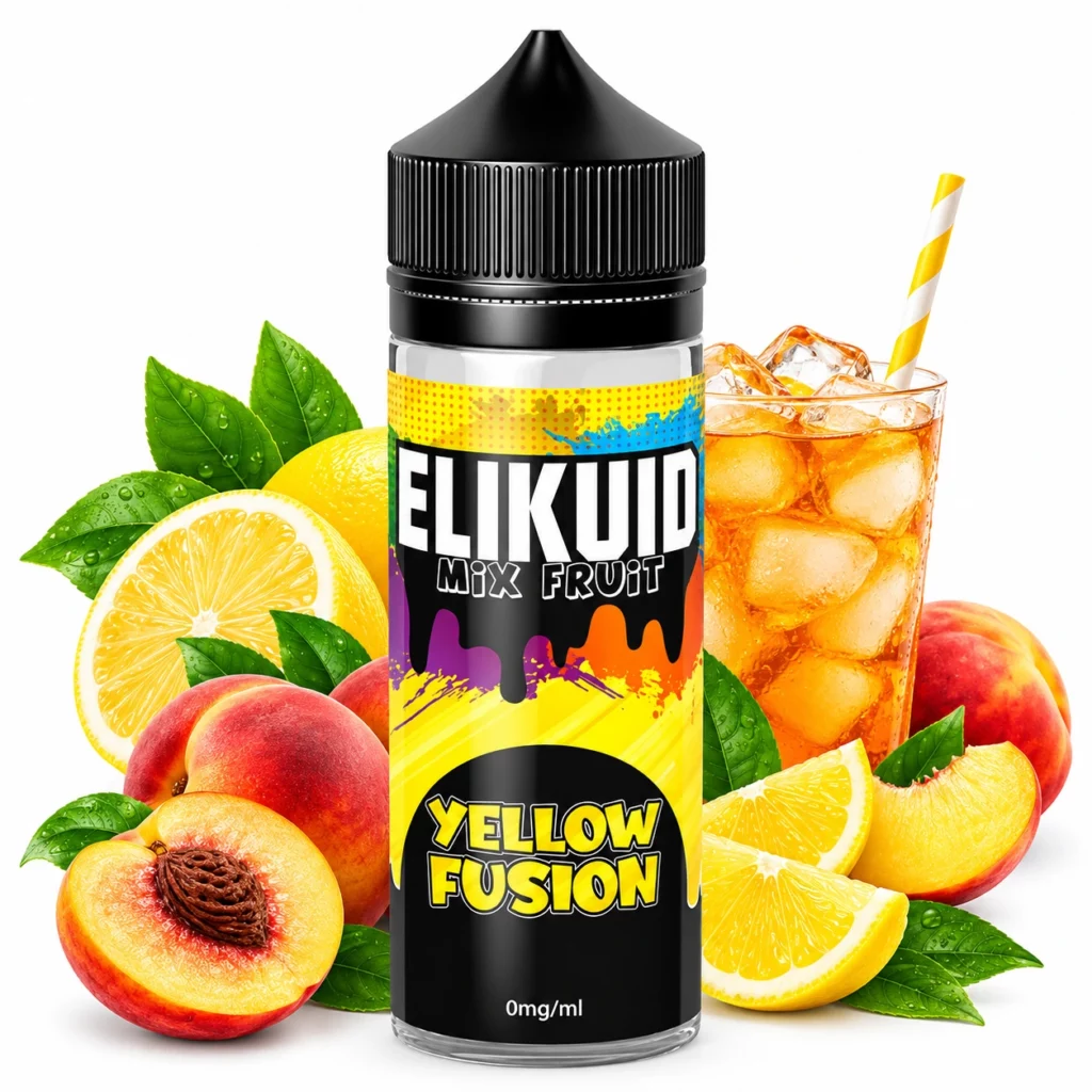 Flacon de e-liquide Yellow Fusion 100ml Elikuid by Liquidelab saveur thé pêche citron