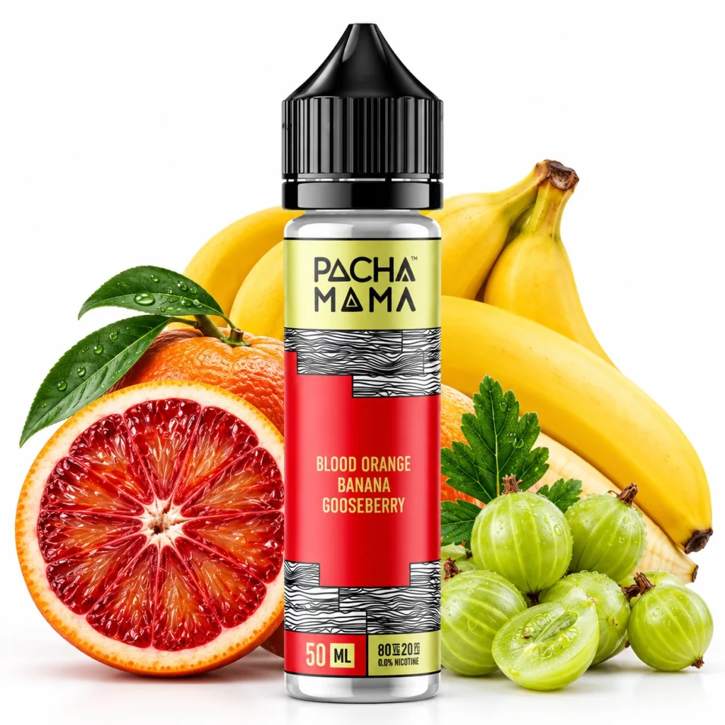 Flacon d e-liquide Blood Orange Banana Gooseberry 50ml gamme Pachamama Charlie's Chalk Dust