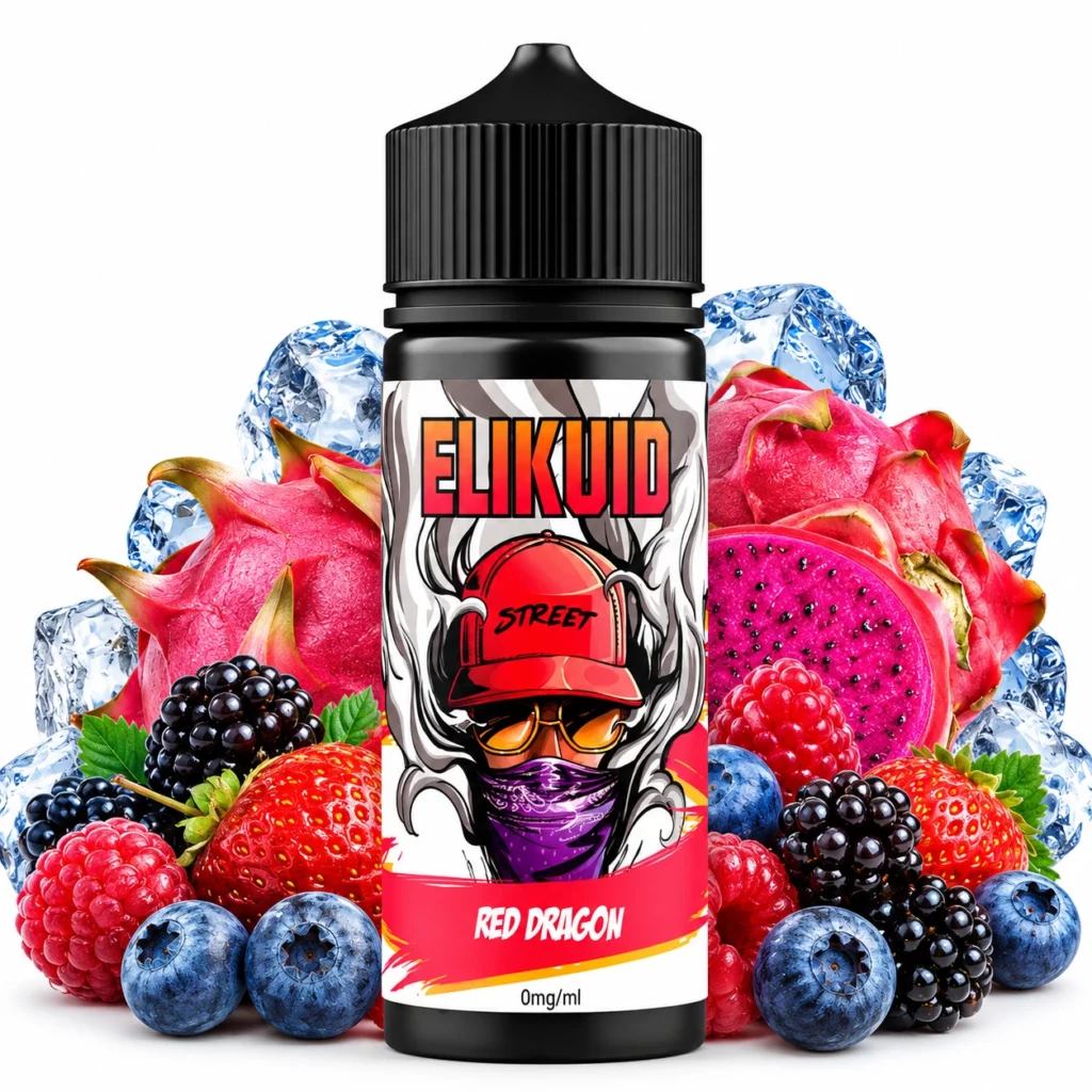Flacon 100ml de l e-liquide Red Dragon Elikuid Street by Liquidelab fruits rouges et pitaya