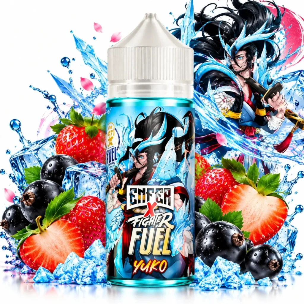 Flacon de e-liquide Yuko Fighter Fuel X Enfer 100ml fruits rouges et fraîcheur