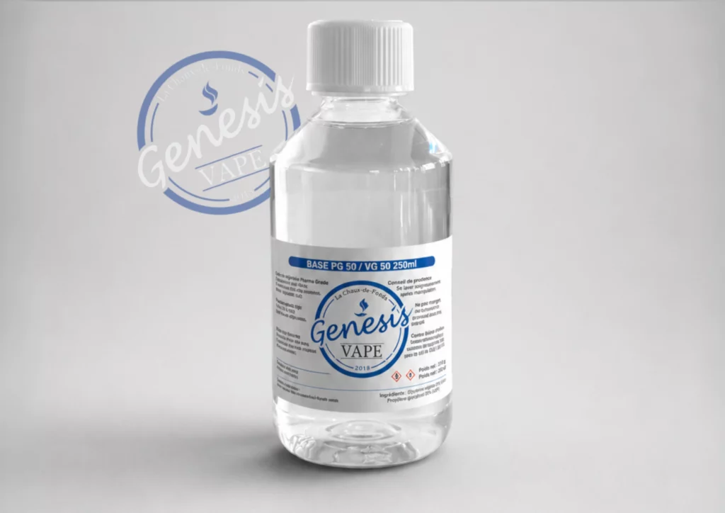 Flacon de base neutre 250ml sans nicotine Génésis Vape pour e-liquide DIY
