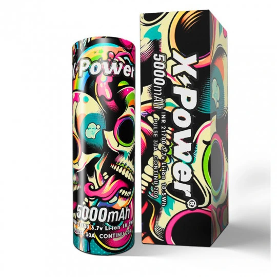 Accu 21700 5000mAh X Power avec pôle plat et gaine de protection individuelle