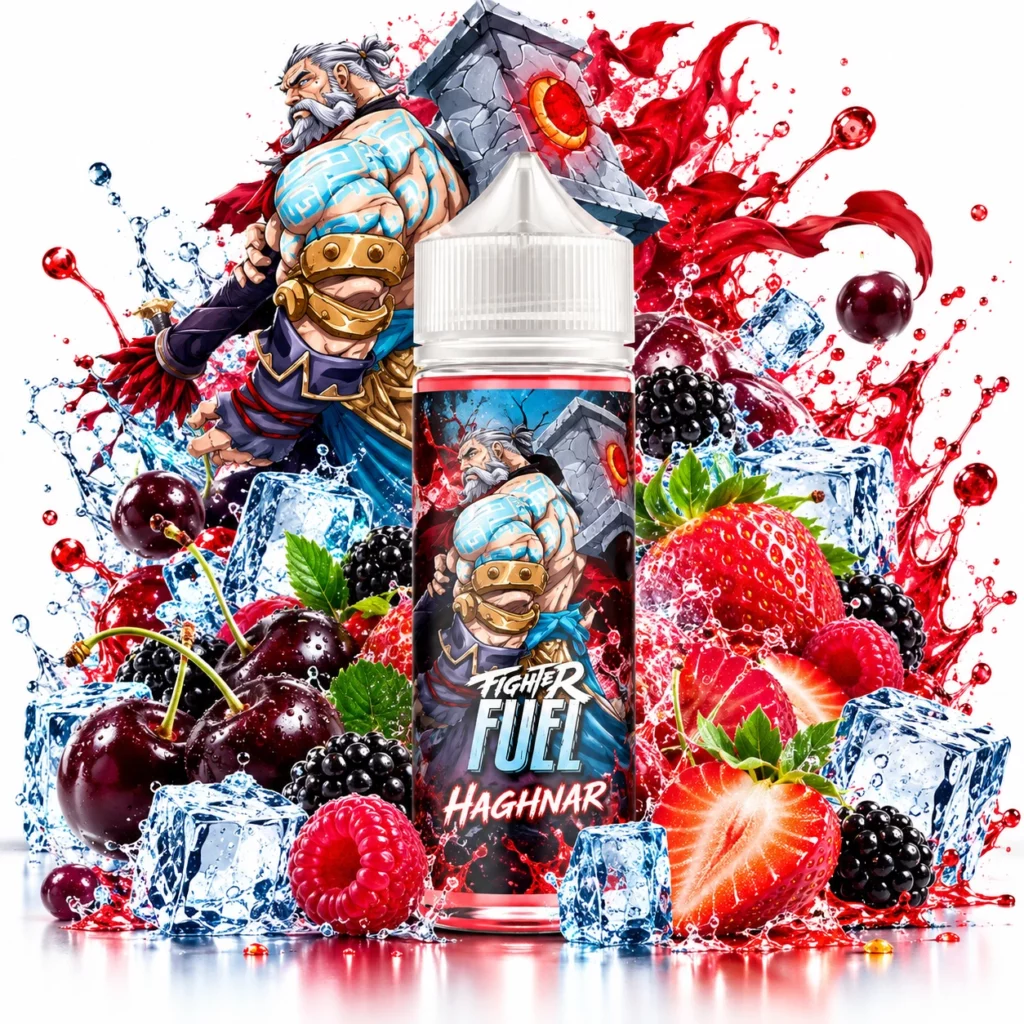 Flacon de e-liquide Haghnar Fighter Fuel 100ml Maison Fuel aux fruits rouges frais