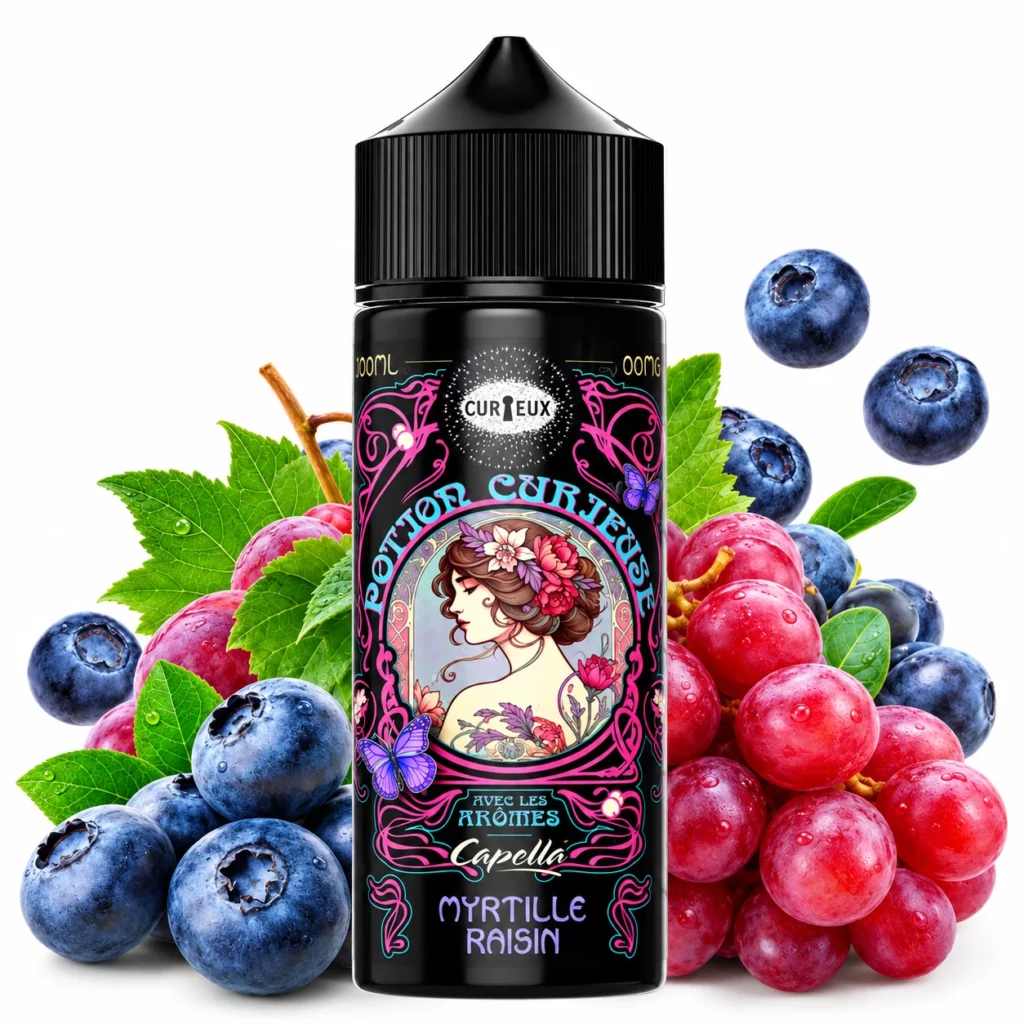 Flacon de e-liquide Potion Curieuse Myrtille Raisin 100ml par Curieux