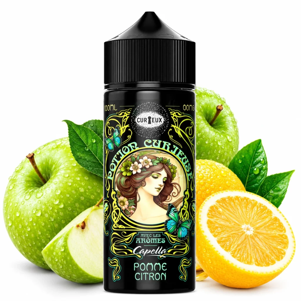 Flacon de e-liquide Potion Curieuse Pomme Citron 100ml par Curieux