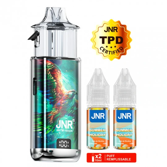 Kit puff JNR Falcon Infinity 55K Summer Holiday avec ses 2 fioles 10ml et écran digital