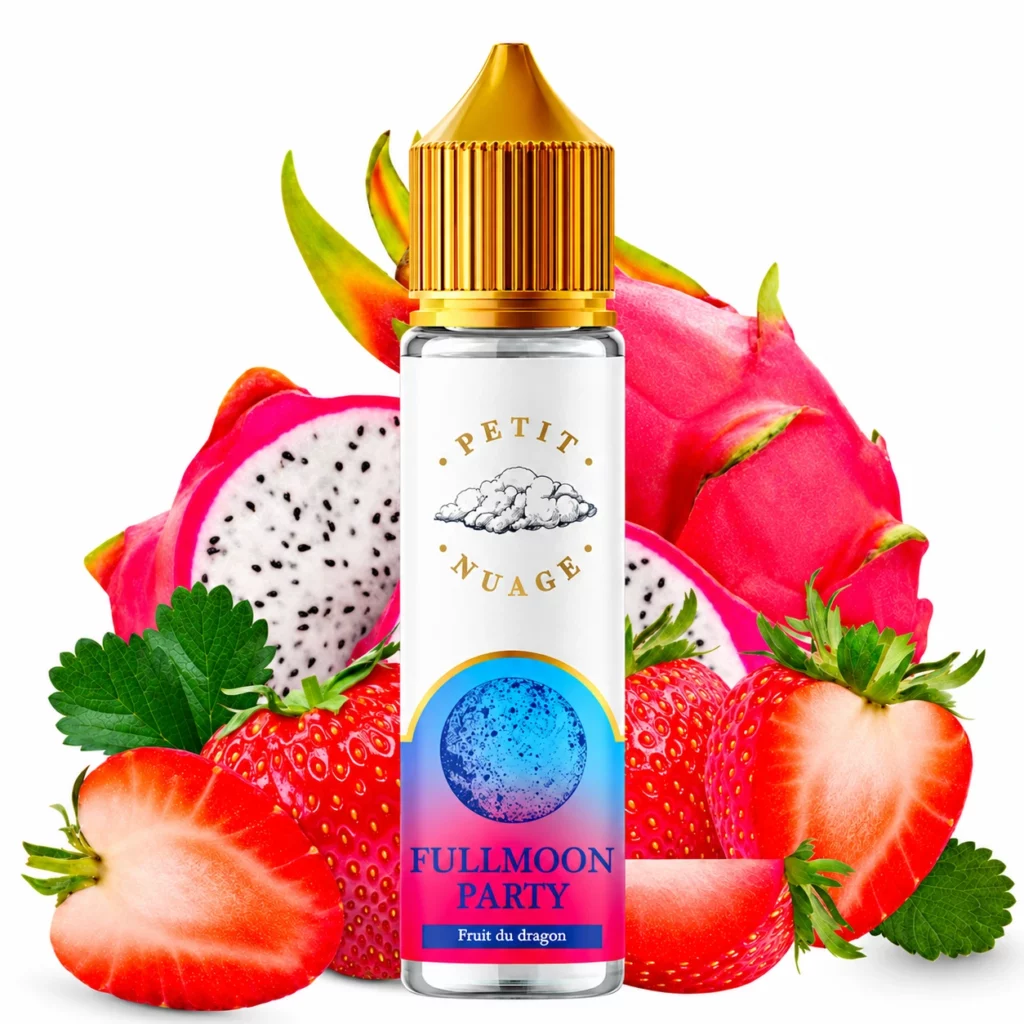 Flacon e-liquide Fullmoon Party Petit Nuage 50ml saveur fruit du dragon fraise fraiche